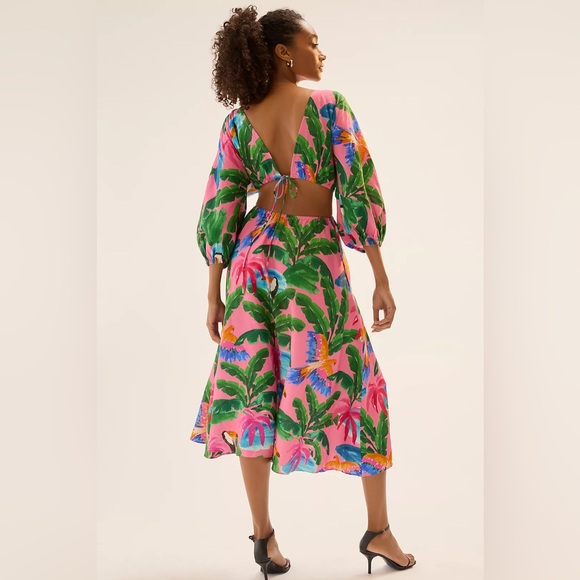 Farm Rio x Anthropologie Printed V-Neck Cutout Midi Dress - Picture 2 of 7